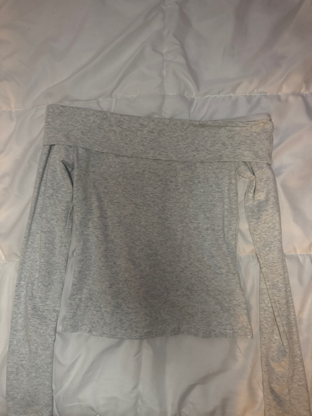 Edikted Heather Gray Off-Shoulder Long Sleeve Top